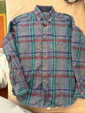 Pendleton Wool Blue Plaid Button-Up Shirt